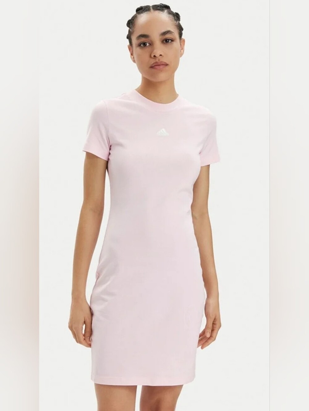 Adidas Bluv Slim Fit Graphic Bodycon T-shirt Logo Dress Clear Pink